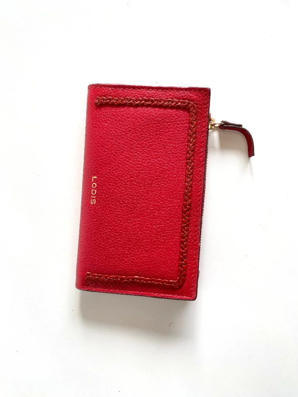 LODIS Rope Me in North or South French Leather Purse Red Wallet